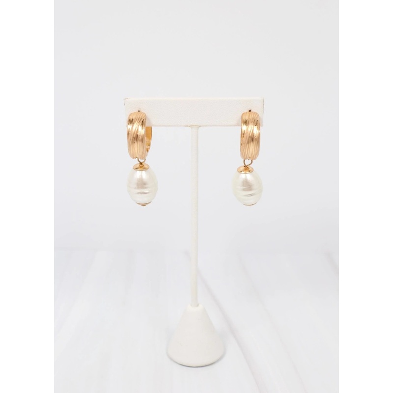 Lambert Hoop Earring with Pearl Drop Gold