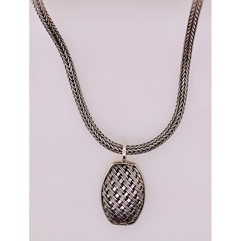 Lois HIll Foxtail Weave Chain with Woven Design Pendant