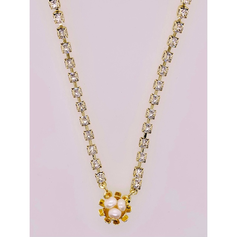 Nesta Rhinestone Chain Pendant Necklace