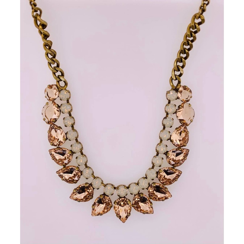 Round and Pear Crystal Line Necklace