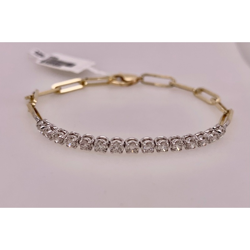 14K Diamond Paper Clip Bracelet