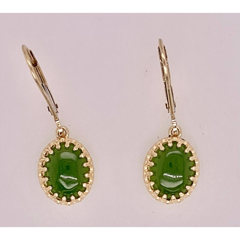 14k Genuine Jade Lever Back Earrings
