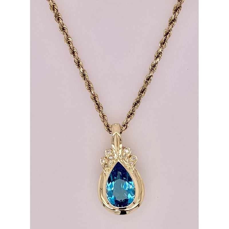Estate Blue Topaz Pendant/Pearl Enhancer
