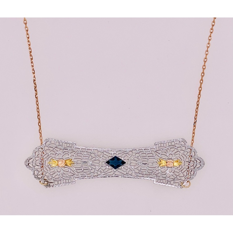 Estate Filigree Bar Pendant