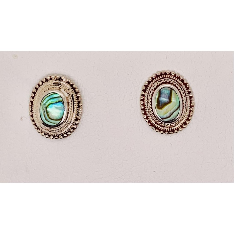 Estate Sterling Abalone Shell Earrings