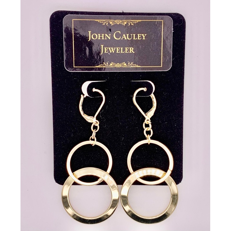 Gold Tone Circle Dangle Earrings