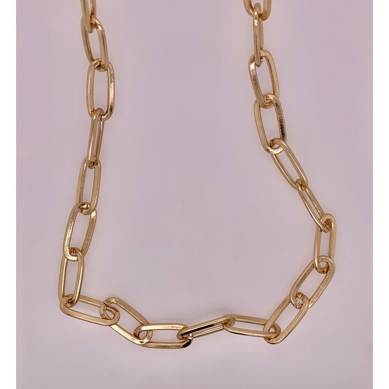 Gold Tone Paperclip Chain Necklace