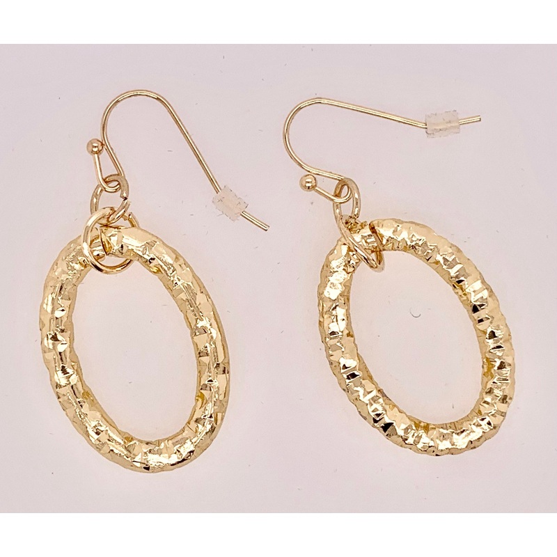 Gold Tone Texture Dangle Earrings