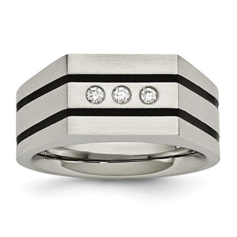 Men’s Chisel Stainless CZ Ring