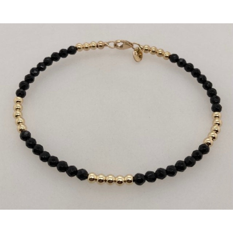 14K Gold & Onyx Bead Bracelet