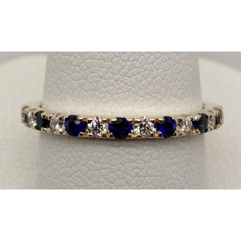 14K Sapphire & Diamond Band Ring