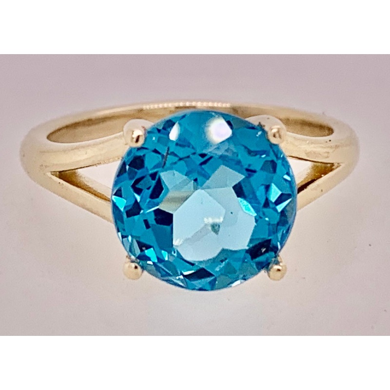 14K Swiss Blue Topaz Ring