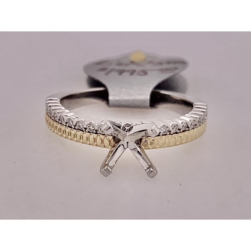 14K Two Tone Gold Diamond Semi Mount