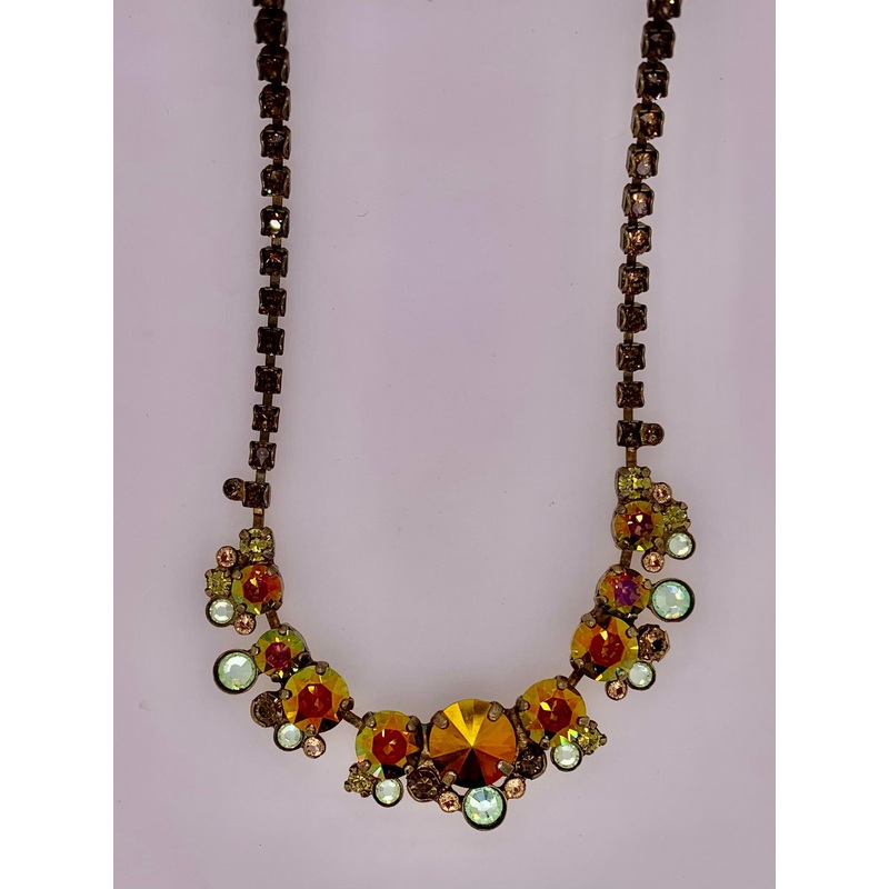 Sorrelli Multi-Cut Round Crystal Cluster Line Tennis Necklace