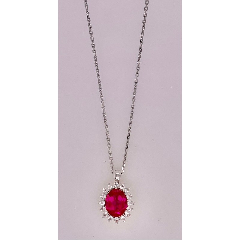 Synthetic Ruby & White Sapphire Pendant