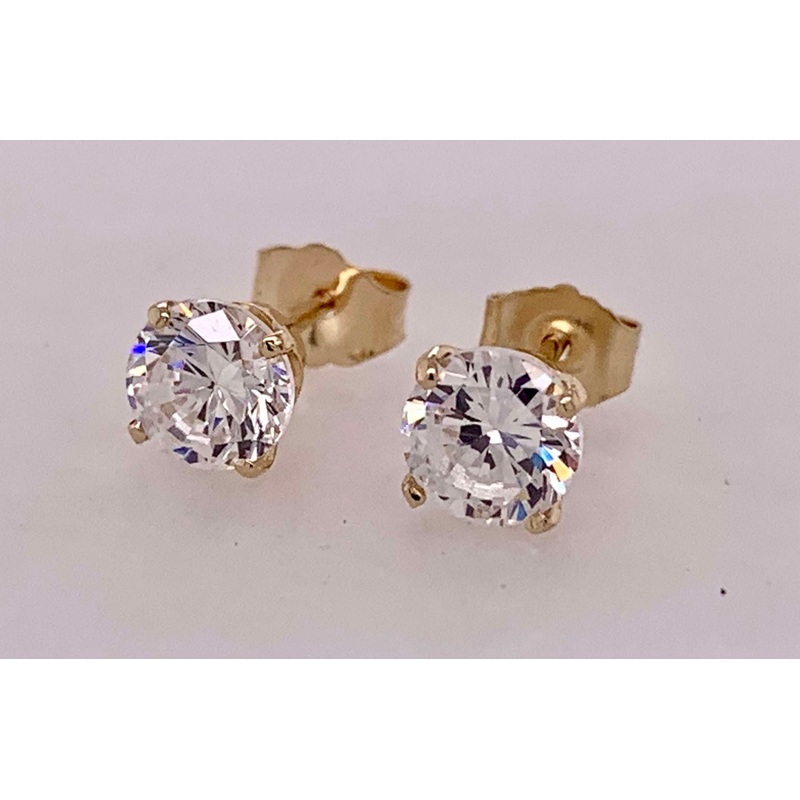 14K CZ Stud Earrings