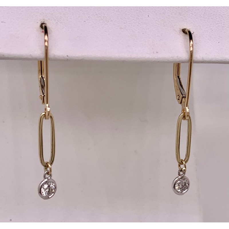 14K Diamond Paper Clip Earrings