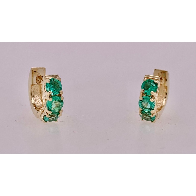14K Emerald Hoop Earrings