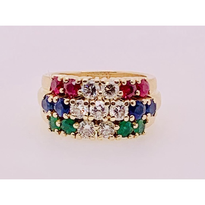 14K Estate Yellow Gold Multi Stone Ring