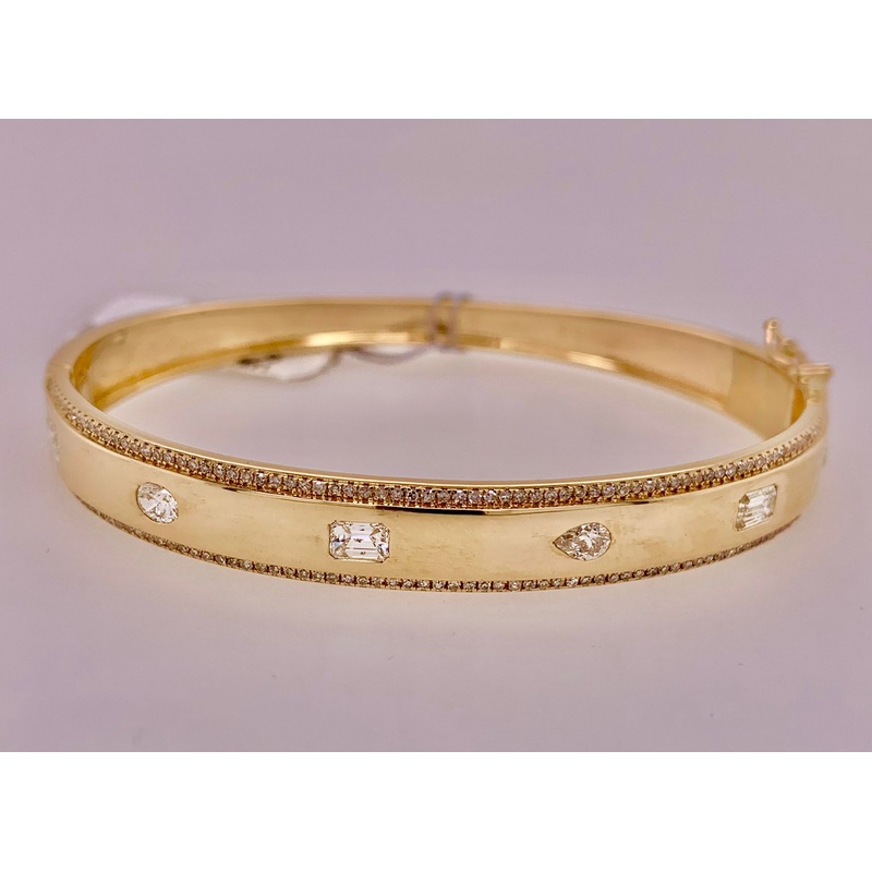 14K Fancy Diamond Bangle Bracelet