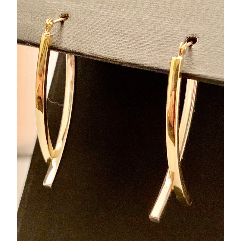 14K Two Tone Hoop Earrings