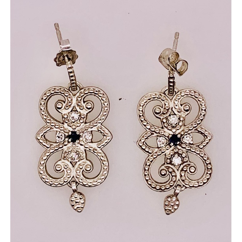 Estate Sapphire & Diamond Earrings