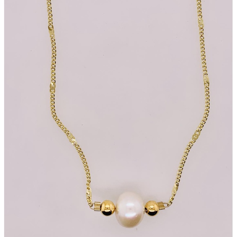 Freshwater Pearl & Gold-filled Bead Necklace