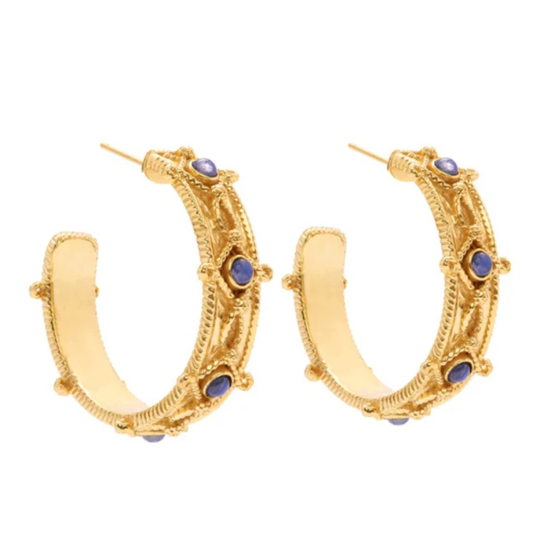 Victoria Hoop Earrings – Gold/Blue Labradorite