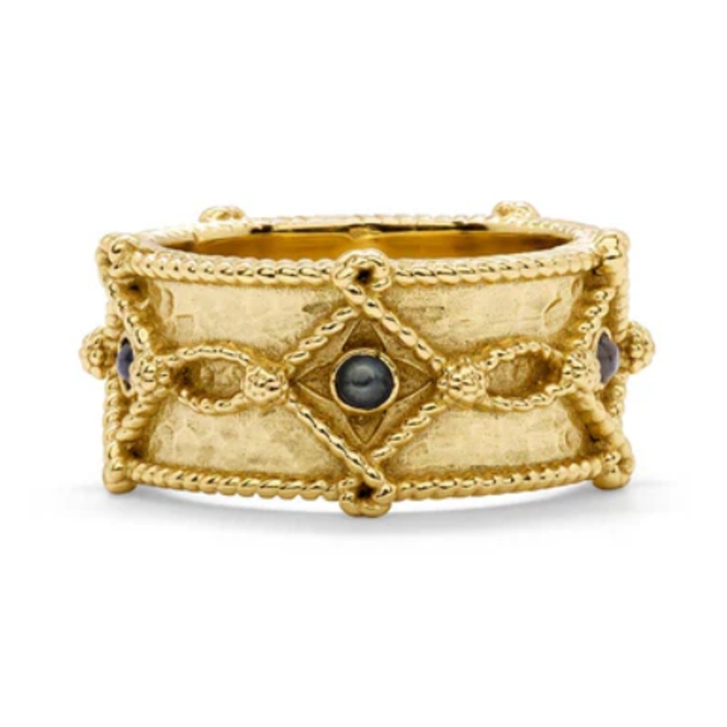 Victoria Ring Band- Gold/Blue Labradorite