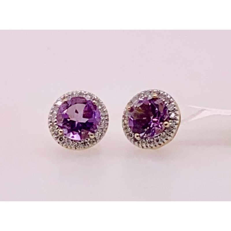 10K Amethyst & Diamond Earrings