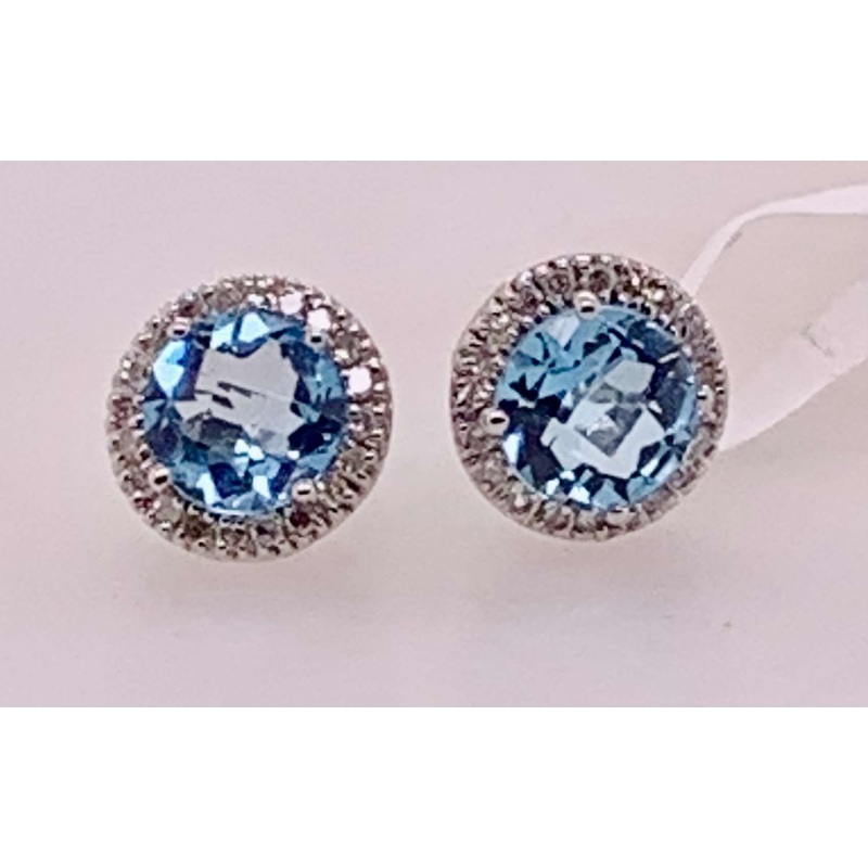 10K Blue Topaz & Diamond Earrings