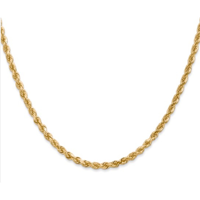 14K 3mm Diamond-cut Rope Chain