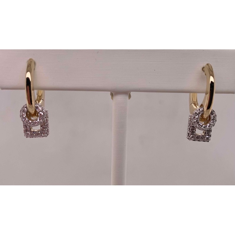 14K Diamond Huggie Hoop Earrings