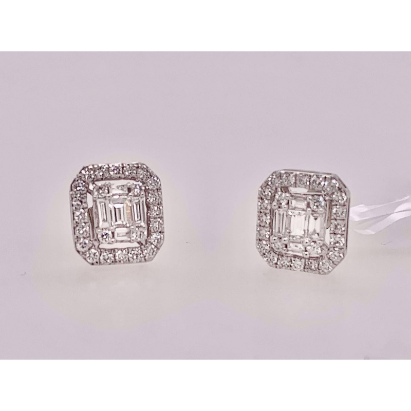 14K Emerald Cut Earrings