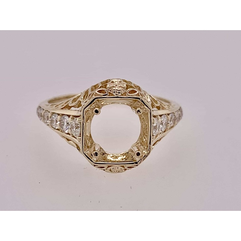 14K Filigree Antique Reproduction Semi-Mount