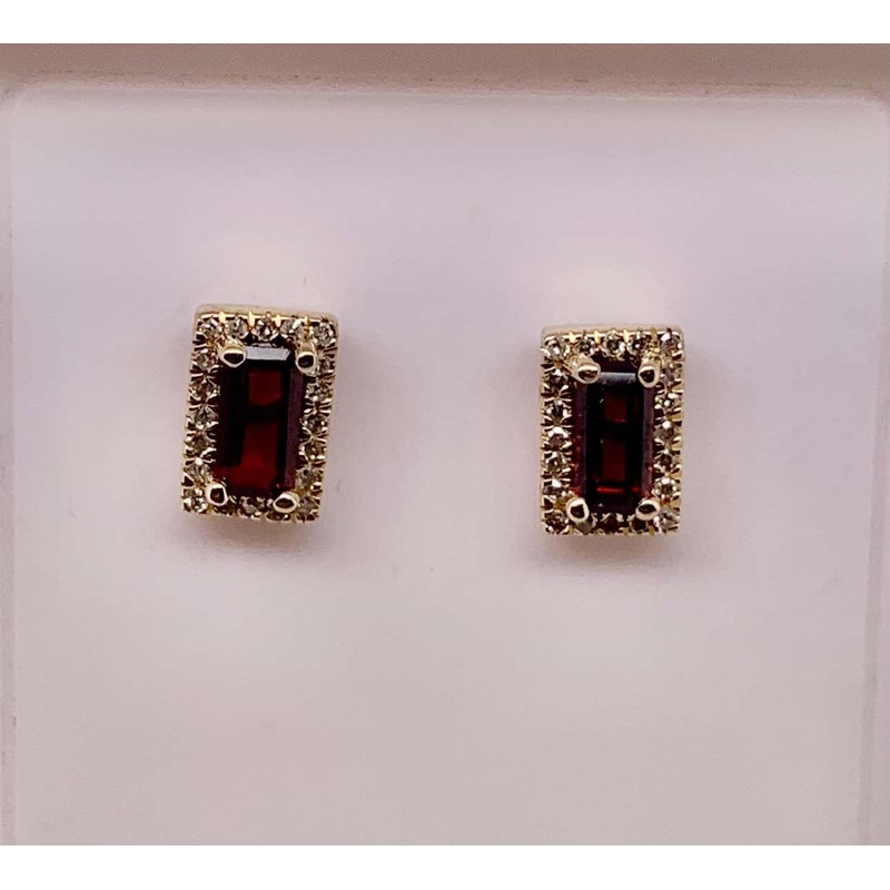 14K Garnet & Diamond Earrings