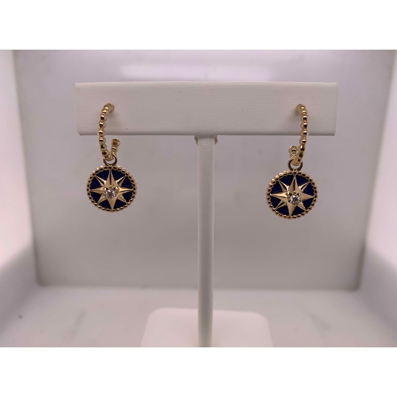 14K Lapiz & Diamond Hoop Earrings