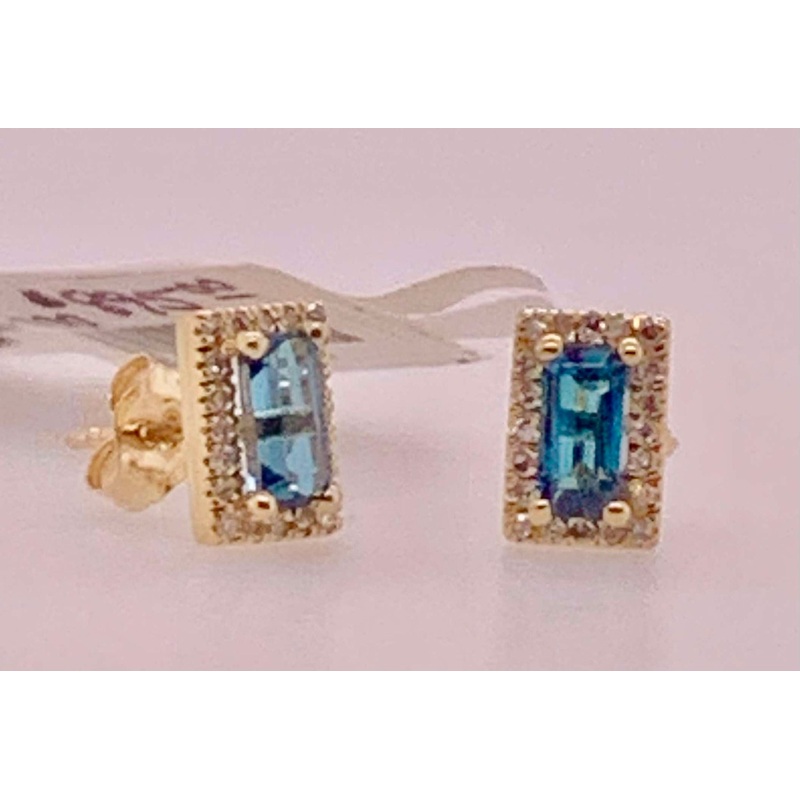 14K London Blue Topaz & Diamond Earrings