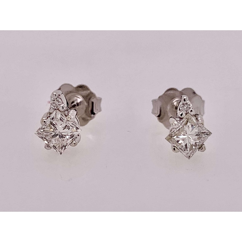 14K Princess Cut Diamond Earrings