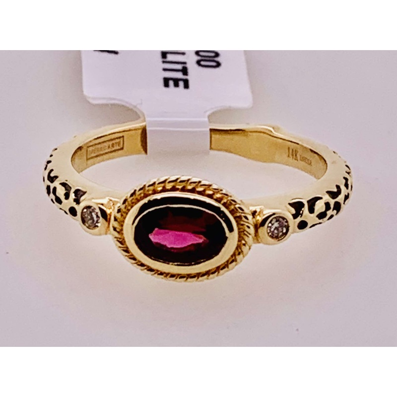 14K Rhodolite Garnet & Diamond Ring