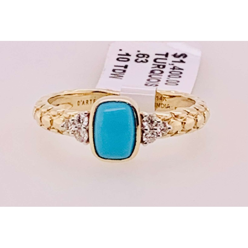 14K Turquoise & Diamond Ring