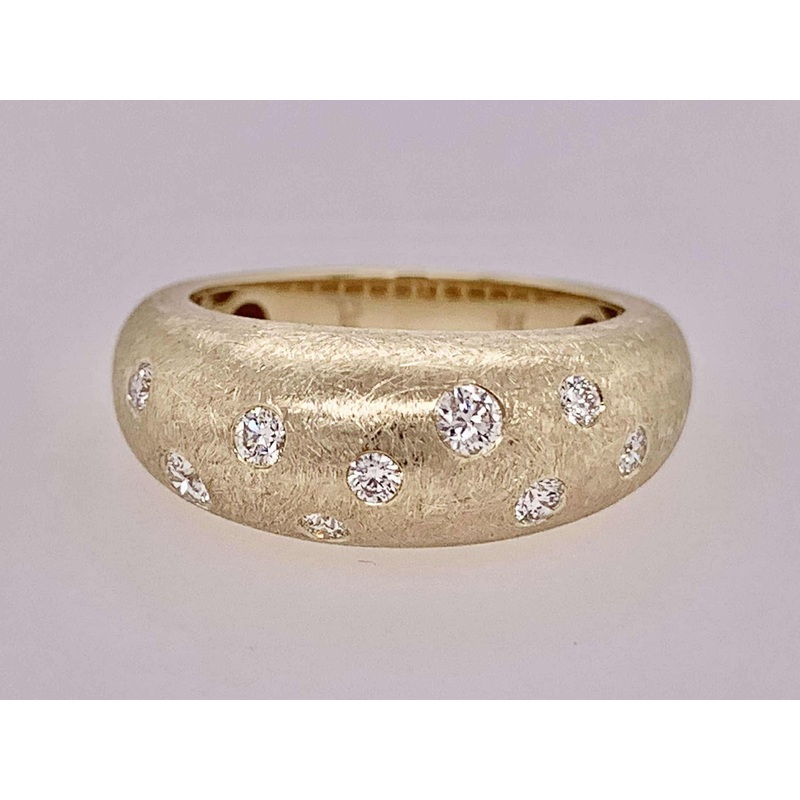 14K Yellow Designer Diamond Dome Ring