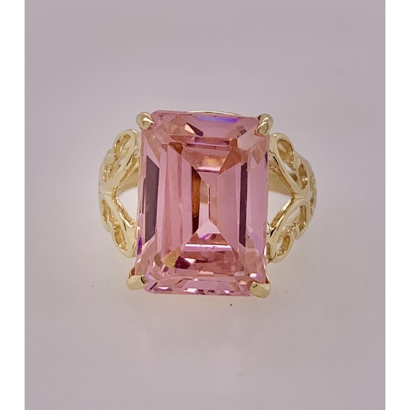 Estate 10K Pink CZ Ring
