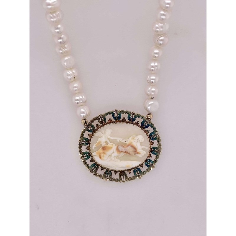 Estate Cameo & Pearl Necklace