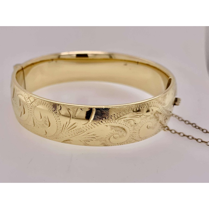 Estate Vintage Excalibur Rolled Gold Bangle Bracelet