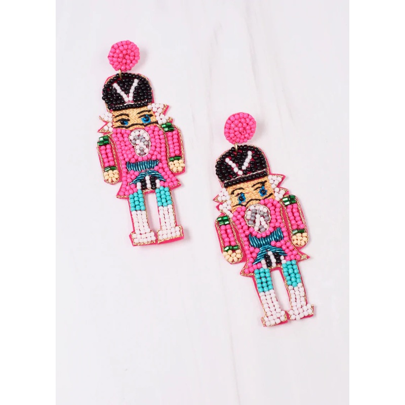 Pink Sargeant Nutcracker Earring