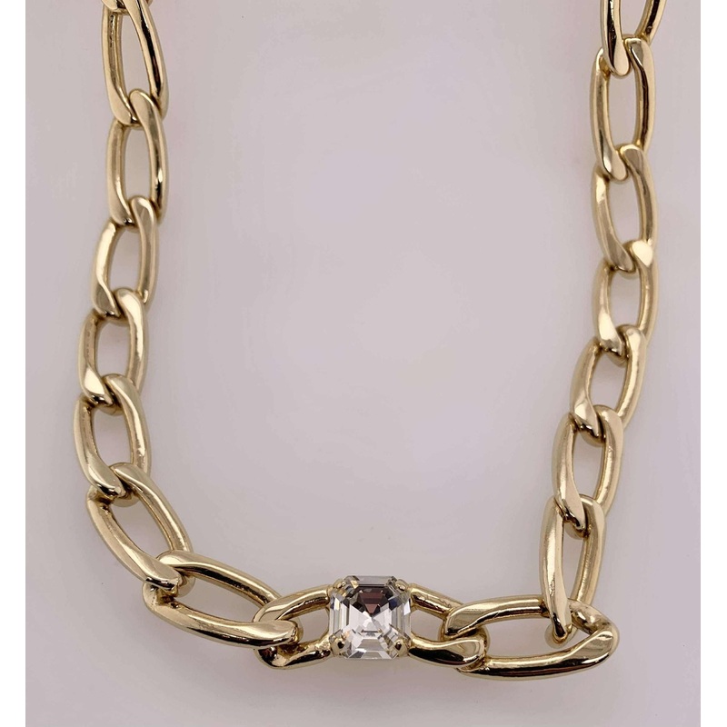 Sorrelli Asscher Cut Crystal Link Necklace