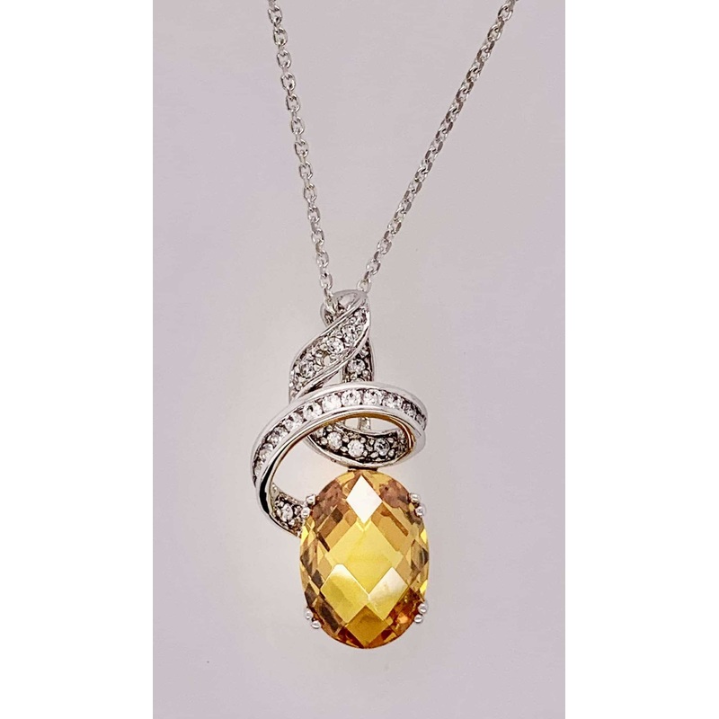 Sterling Sliver Synthetic Citrine Pendant