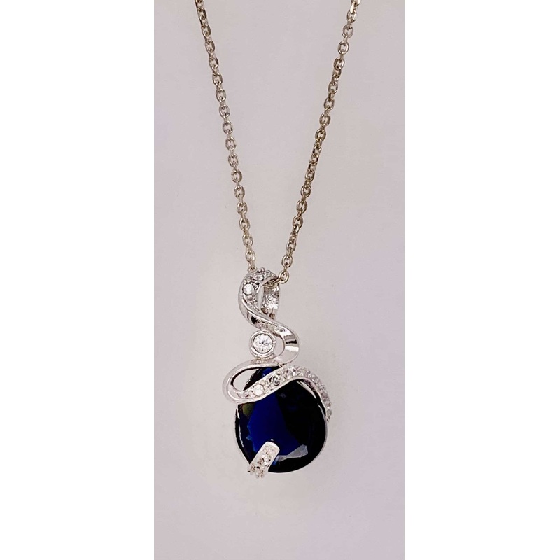 Sterling Sliver Synthetic Sapphire Pendant