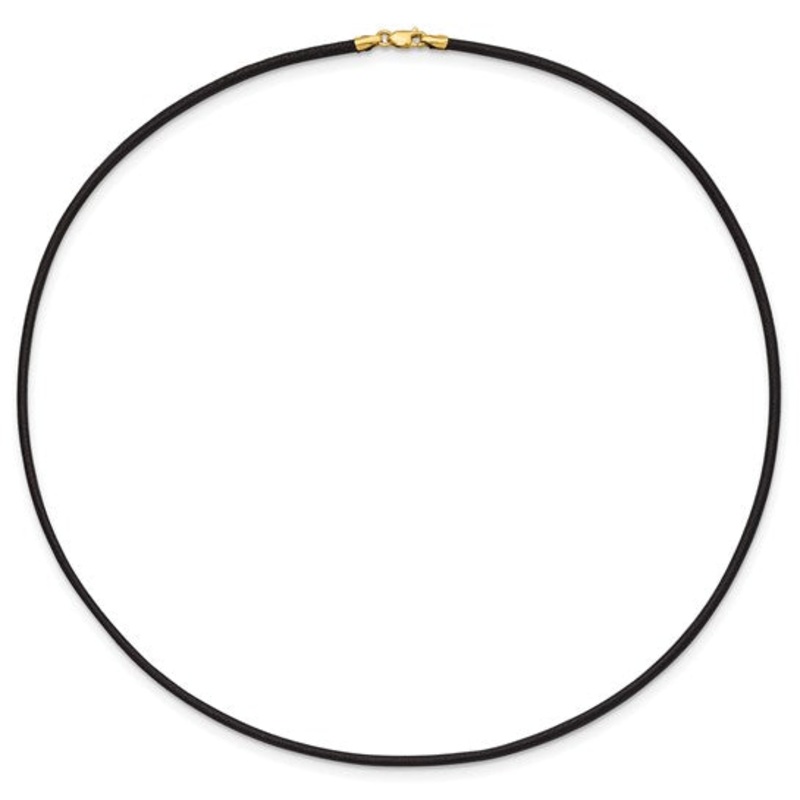 14k 20 Black Leather Cord Necklace